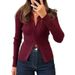 Casual, Simple Solid-Color Long-Sleeved Shirt, Woolen Women's Clothing, Autumn And Winter Cardigan Sweater_ecoleips.com