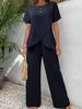 New Women's Summer Casual Set Two Piece Round Neck Short Sleeve Loose Fit American Style Irregular Design_ecoleips.com