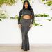 European And American Sexy Hot Diamond Hip Wrapped Tight Elastic Long Sleeved Fishtail Skirt Suit_ecoleips.com