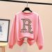 plus Size Women's Thick Fleece Lined Sweatshirt Spring Autumn Winter Stylish Loose Top with Personalized Lettering_ecoleips.com