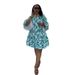 Women's Clothing Elegant Commuter Casual Loose Dress Style Printed Patchwork Ruffle Mid-Length Sleeve For Formal & Casual_ecoleips.com