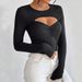 Voya Women's 2026 Autumn/winter New Sexy Hollow Out Slim Fit Long Sleeved T-shirt, Knitted Sweater, Threaded Top_ecoleips.com