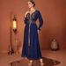 ZF4067 Spring Summer New Muslim Abaya Saudi Dubai Turkey Clothing Blue Dress_ecoleips.com