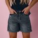 K Large High Waisted Fringed Ripped Denim Shorts For Women_ecoleips.com