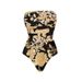 Women's Strapless Retro Print One Piece Swimsuit European American Style_ecoleips.com