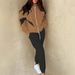 Women's Clothing Color Block Sportswear Set Turtleneck Jacket & Jogger Pants Casual Versatile Two-Piece Outfit Polyester Spring/Autumn Summer_ecoleips.com