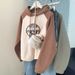 American Style Real Shot Cotton Sweatshirt Printed Women's Spring Autumn Thin Large Size Loose Hooded Top Jacket_ecoleips.com