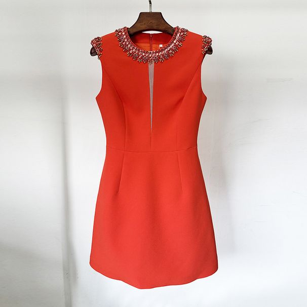 Women's Clothing Spring And Summer New Star Fashion Heavy Beaded Diamond Dress Vest Dress Small Dress_ecoleips.com