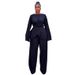 Women’s Crisscross Tie-Front Top & High-Waisted Wide-Leg Pants Set – 2026 Summer Casual Outfit (S-XXL, Black)_ecoleips.com