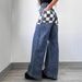 Women's Clothing New Products Fashion Casual Loose Plaid Contrast Color Women's Denim Trousers_ecoleips.com
