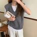 Women's Oversized V-Neck Knit Vest – Chunky Cable Cardigan, Casual Layering Piece For Spring & Fall_ecoleips.com
