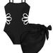 Color Block Floral One Piece Swimsuit For Girls New Hollow Out Wrap Skirt Swimwear_ecoleips.com
