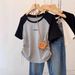 Color Blocked Raglan Short Sleeve T-Shirt Style Drawstring Top Unique Irregular Design For Curvy Women Plus Size Summer Bestseller_ecoleips.com