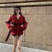 Red Trench Coat For Petite Women, Autumn Winter Style, Double-breasted, Fashionable And Versatile, Mid-length Top_ecoleips.com