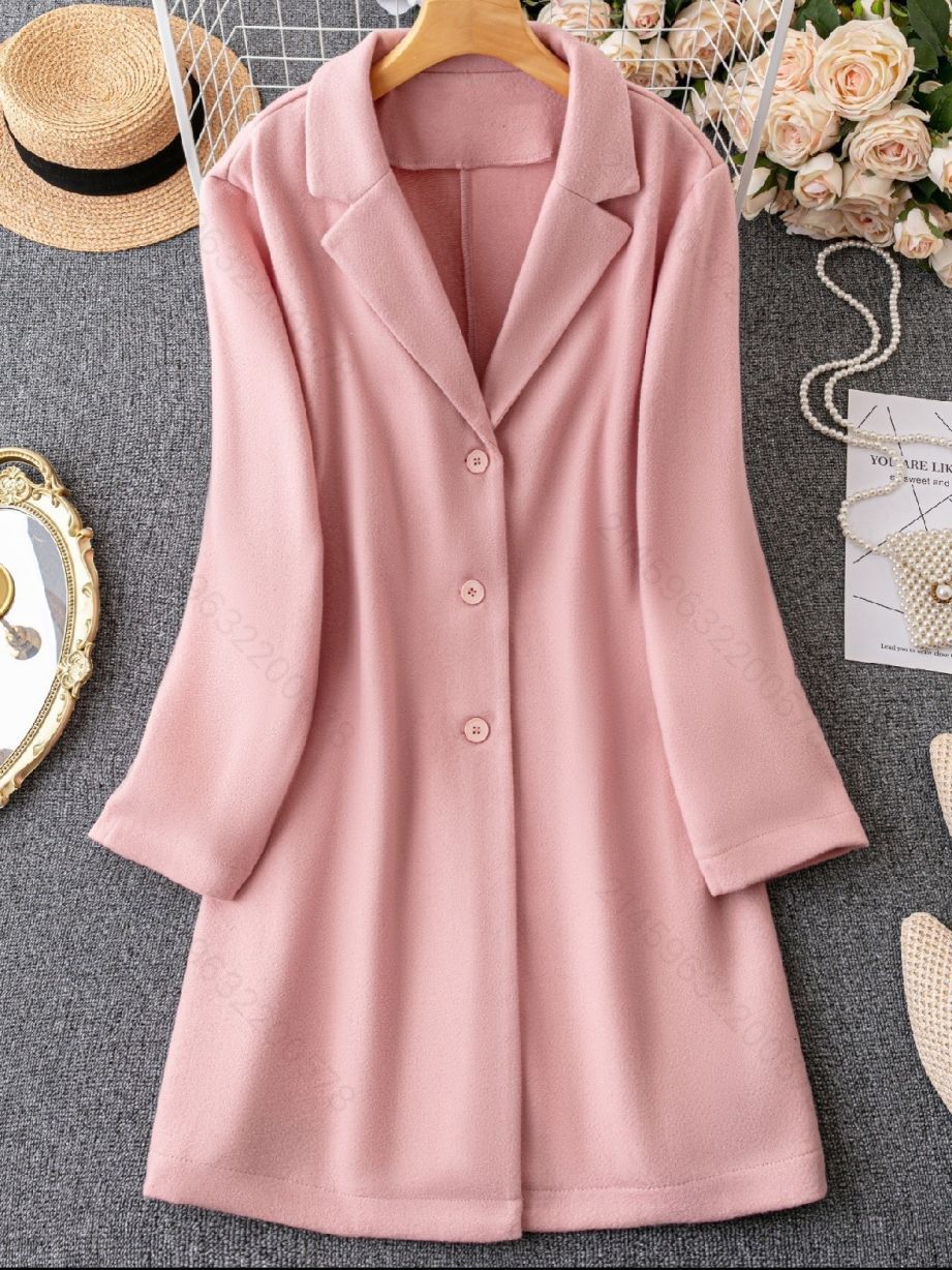2026 Spring Fashionable Loose-Fitting Large-Sized Solid Color Long-Knee Coat Wholesale_ecoleips.com