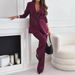 Women's Clothing Suit Lapel Casual Commuting Solid Color Two Piece Suit_ecoleips.com
