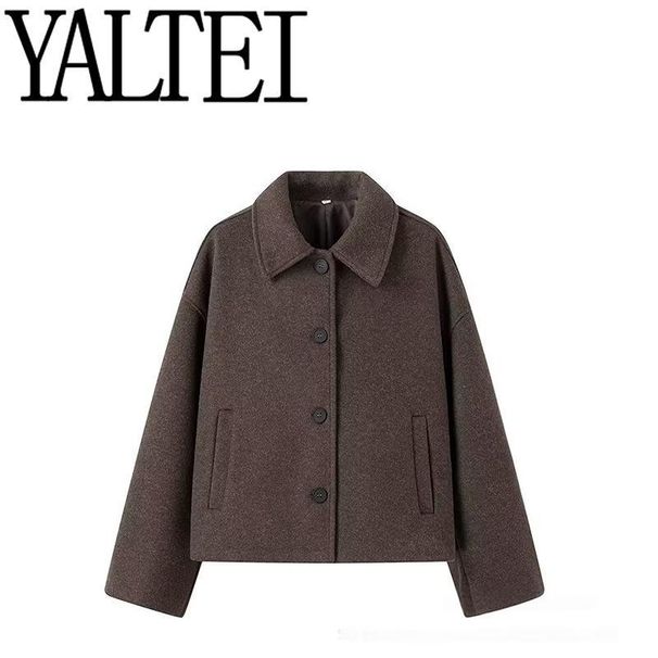 Women’s Short Wool Blend Jacket – French-Inspired 3D Print Coat, V-Neck Long Sleeve Outerwear, Streetwear & Casual Fall Fashion (S-L)_ecoleips.com