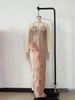 Glamorous V-Neck Sequin Fringe Hem Bodycon Dress – Elegant Pink Evening Gown For Parties & Prom (S-XL, Stretch Polyester, Figure-Hugging Silhouette)_ecoleips.com