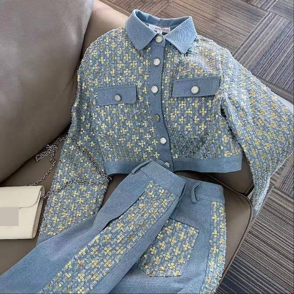 Women's Clothing Korean Style Short Elegant Jacket And Pants Two Piece Set For Women Spring Autumn Hong Kong Style_ecoleips.com