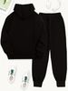 Women's Autumn And Winter Fashion Casual Faith Print Thickened Fleece Warm Hooded Sweatshirt+sports Pants Set-809_ecoleips.com