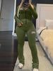 European And American Autumn And Winter New Solid Color Women's Round Neck Long Sleeve Pants Suit_ecoleips.com