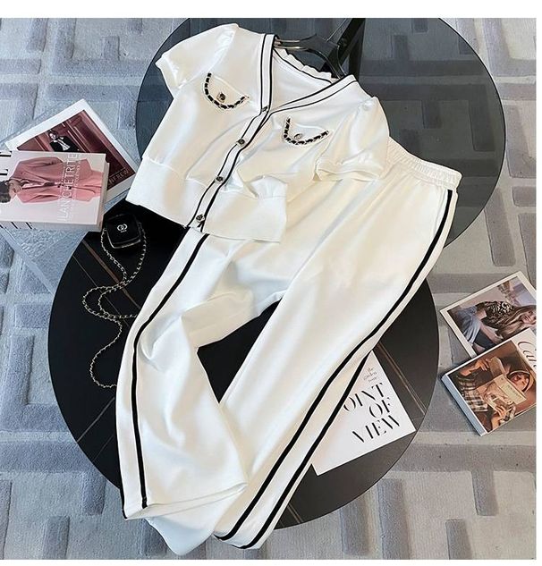 Women's Clothing Casual Sports Suit For Women Plus Velvet And Thick Apricot Top Wide Leg Pants Two Piece Suit_ecoleips.com