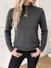 Women Lightweight Breathable Thin Knit Sweater, Mock Neck Half Placket Button Long Sleeve Cuff Buttons Slim Fit Casual Commuter Knitted Top_ecoleips.com