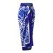 Blue And White Porcelain Print Halter Neck One Piece Swimsuit High Slit Wrap Skirt Two Piece Set For Women Beach Vacation_ecoleips.com