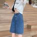 Women's High-Waisted Denim Shorts Summer Thin Style 5 Point Mid-Length Straight Leg Loose Fit Slimming Wide Leg 2026 New Fashion_ecoleips.com