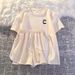 Women's Korean Style Loose Fit 2-Piece Set - Milk Silk Short Sleeve Top & Drawstring Shorts (Casual Sportswear, Trendy & Versatile)_ecoleips.com