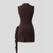Slim Fit Textured Solid Color Knit Dress with Metal Buckle for Women Spring/Summer New Style Available for Cross Border E-commerce in Europe And America_ecoleips.com