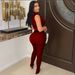 K European And American Women's Casual Sexy Knitted Low Chest Exposed Navel High Waist Pants Two-piece Set_ecoleips.com