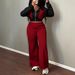 Women's Color-Block Hoodie & Straight Leg Pants Set – Trendy Casual Outfit (S-XXL, Black/Red) | Winter-Ready Comfort & Style_ecoleips.com