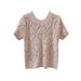 Women's Clothing Sweet And Age Reducing Love Hollow Round Neck Short Sleeved Knitted Sweater Summer New Loose Pullover Slightly Transparent Tops_ecoleips.com