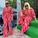 K European And American Plus Size Women's Striped Printed Slanted Long Sleeves, Loose Shoulder Casual Suit, Extra Large Size_ecoleips.com