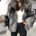 Faux Fur Coat Women’s Short Jacket – Fashionable Fox Fur Imitation Outerwear (Silver Fox, Square Neck/V-Neck, Polyester Blend)_ecoleips.com