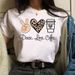 European American Women's Clothing, Base Shirt With Peace Love Theme, Short-sleeved Top For Women In Spring And Summer_ecoleips.com