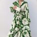 2026 Spring New Women's Clothing European And American Cross-Border Casual Lantern Sleeve Waist-Cinching Flared Printed_ecoleips.com
