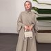Verve Muslim Women's Abaya Stand Collar Waist-Cinching Dress With Shawl Two-Piece Set (Headscarf Not Included) MSL281_ecoleips.com
