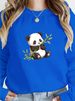Cute Animal Print Cotton Sweatshirt For Girls - Soft Round Neck Pullover With Cartoon Panda Graphic, Oversized Streetwear Spring Fashion Top_ecoleips.com