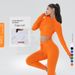 Women's Clothing Yoga Suit Two Sexy Fitness Wear Sports Long Sleeve Striped Solid Color High Waist Striped Trousers_ecoleips.com