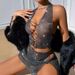 Women’s Clothing Glittery Look Hollow Fishnet Diamond Sexy Backless Top Waist Vest_ecoleips.com