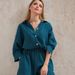 Women's Clothing New Summer 100% Cotton Zou Yarn Lapel Button Three Quarter Sleeve Casual Shirt Shorts Two Piece Suit_ecoleips.com