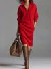 Elegant Lapel Collar Button Knitted Dress Casual Long Sleeve Ribbed Solid Midi Dress Fall Winter Fashion Draped Sweater Dresses_ecoleips.com