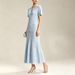 Women's European American Style Cross-Border French Waist Cinching Dress Summer round Neck Short Sleeve A-Line Knit Dress_ecoleips.com