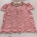 Women's Pink Lace Top - Sweet & Sexy Hollow Beaded Short Sleeve Shirt, Round Neck Spring/Summer Blouse_ecoleips.com