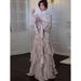 2025 New European And American Fashion Women's Elegant Fashionable Ruffled Slim Dress_ecoleips.com