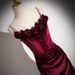 Women's Clothing White Wine Red Velvet Evening Dress Skirt Female Light Luxury Niche Toast Dress Bride Sling Slim Art Exam_ecoleips.com
