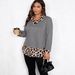 2026 Hot Girl Leopard Print Patchwork Collared Long Sleeve T-shirt For Women, New Spring European And American Style_ecoleips.com