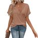 2026 Summer European And American Foreign Trade New Women's Loose Plus Size V-Neck Solid Color Short Sleeve_ecoleips.com
